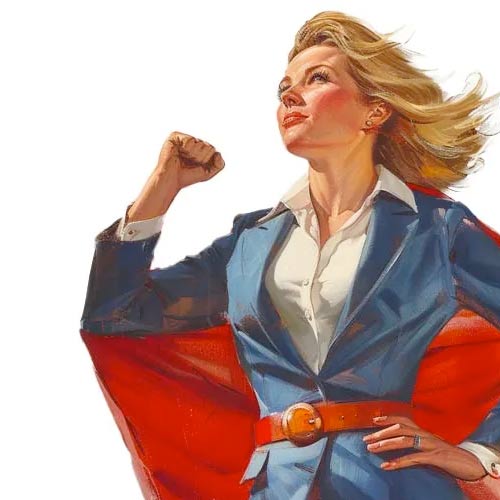 Woman superhero wearing a suit.