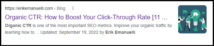 Example of high-quality images appearing as thumbnails in Google search results