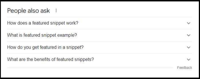 Example of a Google People Also Ask box in search results