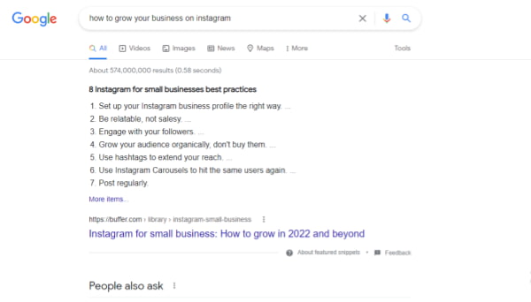 Google featured snippet showing a step-by-step guide format for a how-to search query