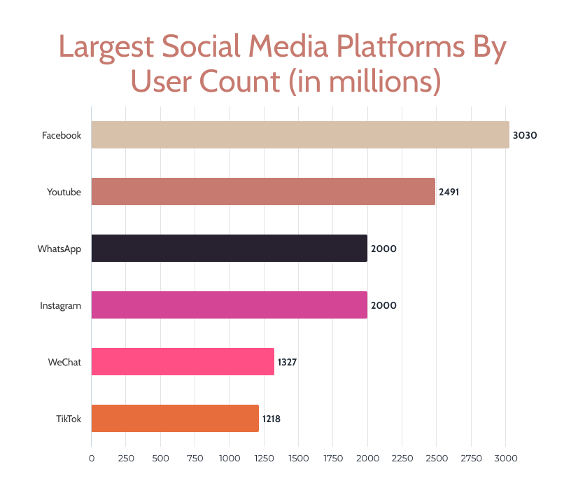 Chart showing the number of users on major social media platforms