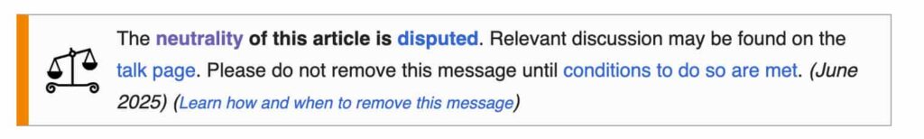 Wikipedia Neutral Point of View policy banner