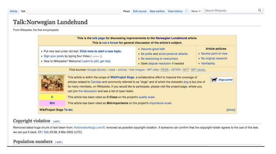 Wikipedia talk article