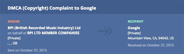 example of DMCA notice - Lumen Database Example of a DMCA takedown notice as displayed in the Lumen Database