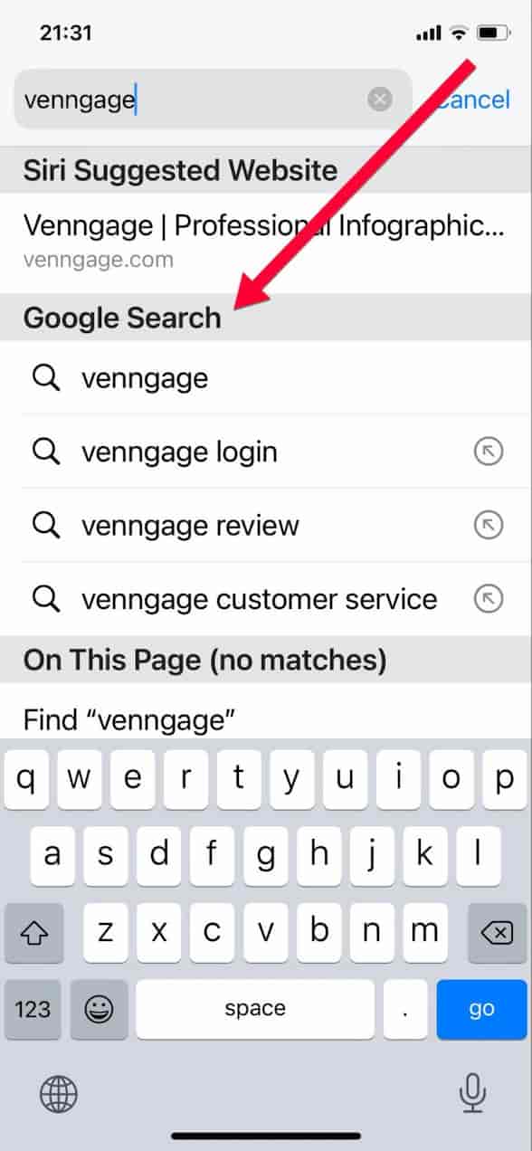 Screenshot showing how typing a partial domain in Chrome's address bar triggers a Google search result
