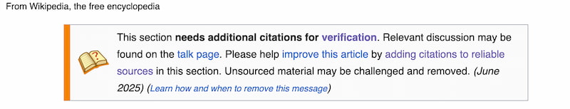 Wikipedia banner requesting additional citations for verification