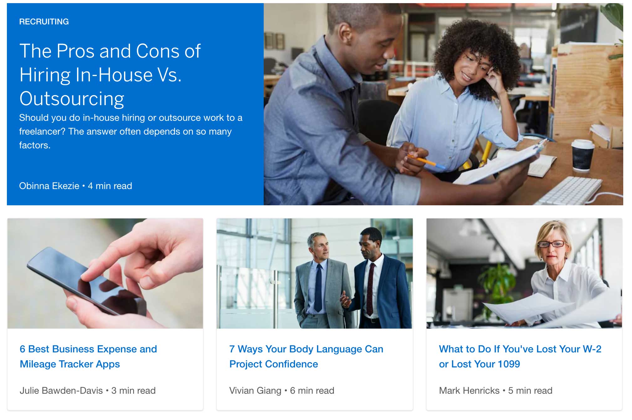 American Express Business Class website for small business content marketing