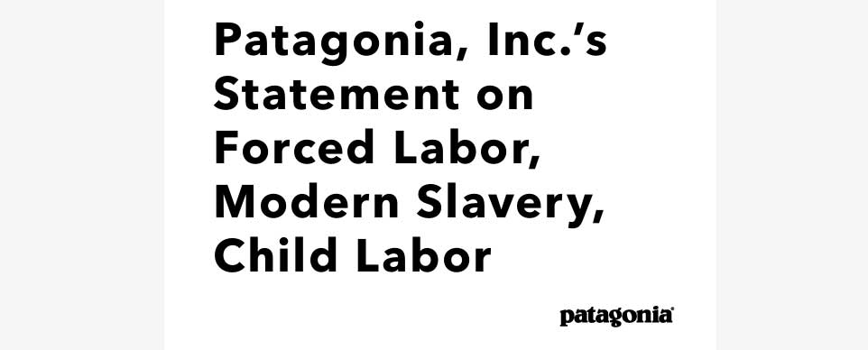 Patagonia statement on child labor image.