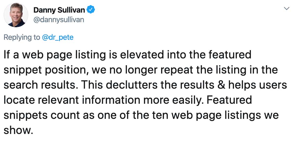 danny sullivan tweet about position zero
