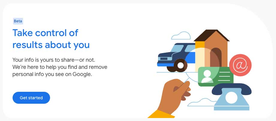 Google Results About You tool interface for removing personal information from search results