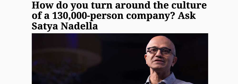 Example of a Satya Nadella media article illustrating proactive executive media engagement.