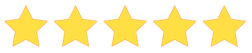 Five-star rating graphic representing online review scores