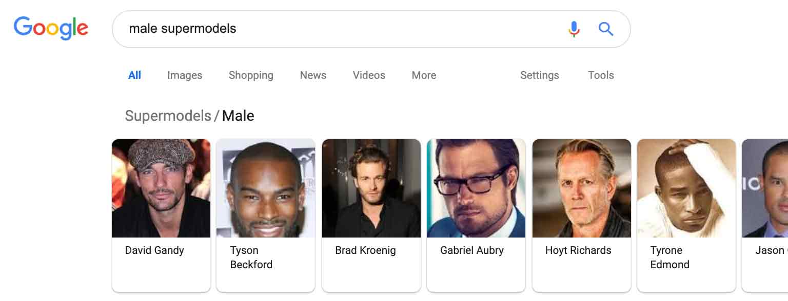 example of a carousel image strip in Google search