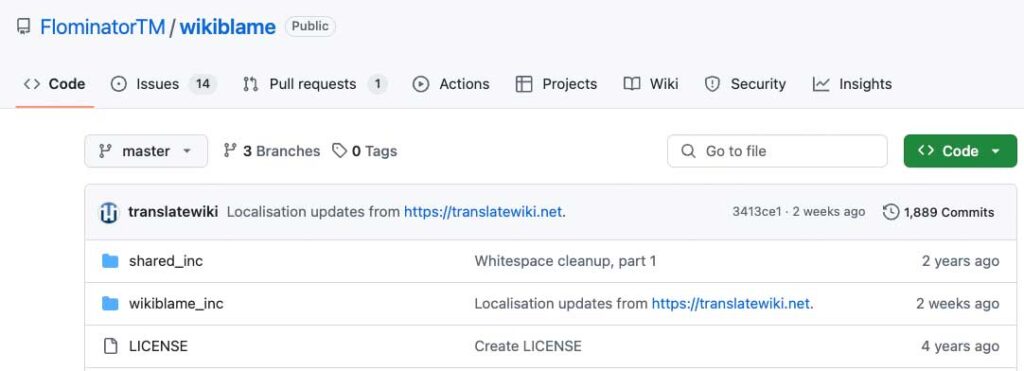 Wikiblame Github page.