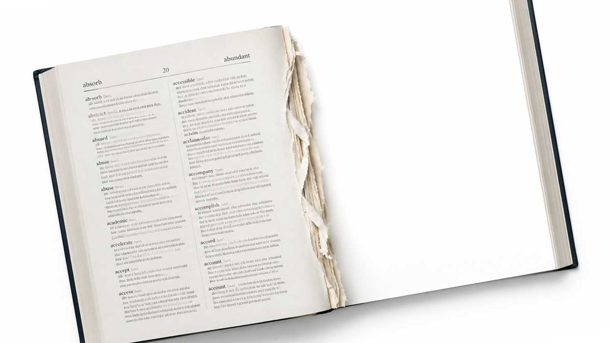 image of book with pages ripped from it