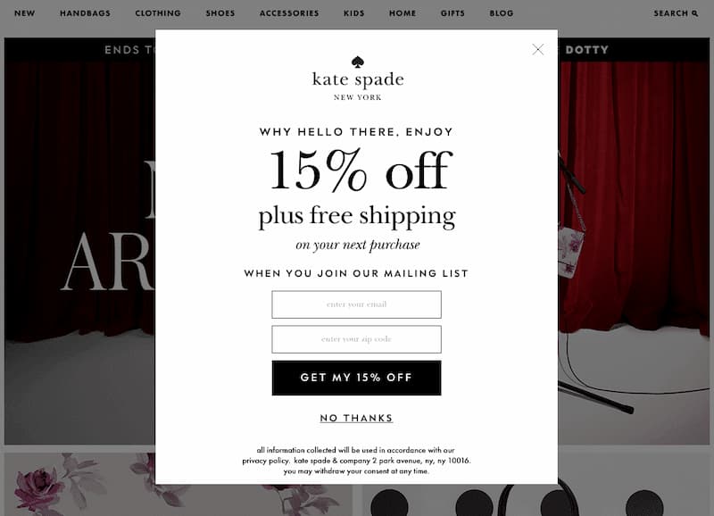 kate spade landing page